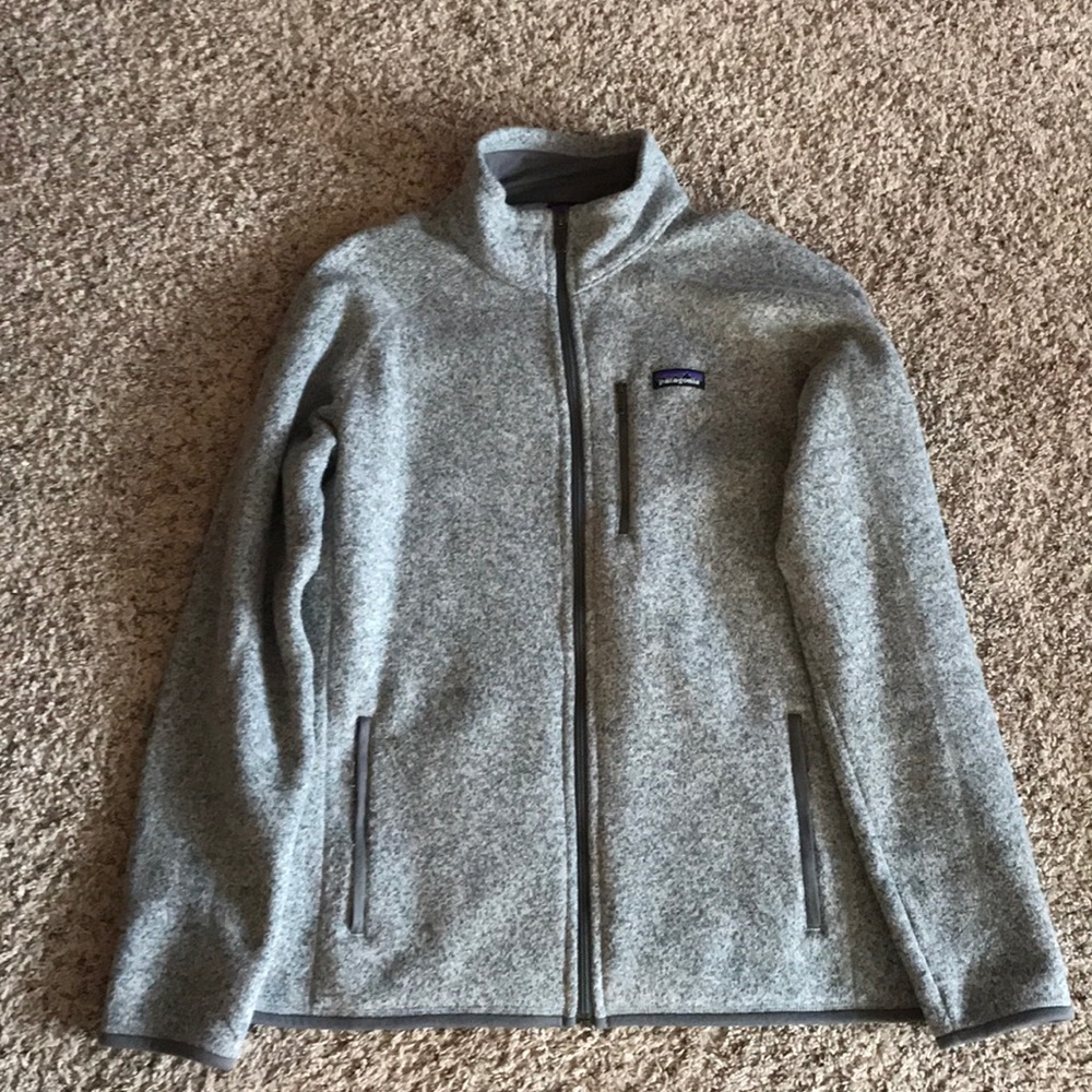 Patagonia Men’s Better Sweater. Full zip, grey.